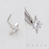 DIMENSIONAL MULTI CZ STARBURST CZ POLISH 316L SURGICAL STEEL L-SHAPE NOSE RING DIMENSIONAL MULTI CZ STARBURST CZ POLISH 316L SURGICAL STEEL L-SHAPE NOSE RING
